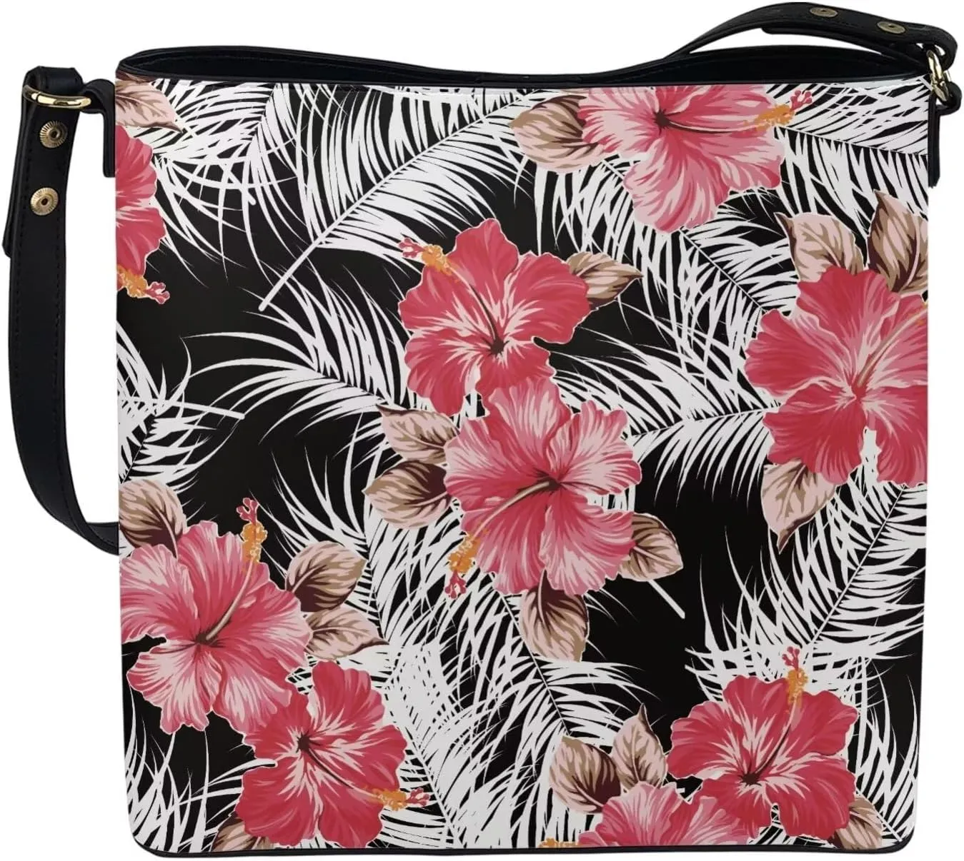 Polynesian Bucket Bags for Women Crossbody Bags Leather Tote Bag Summer Clutch Purses Hobo with 2 Detachable Straps