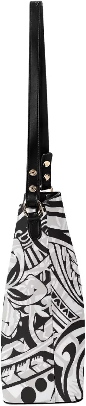 Polynesian Bucket Bags for Women Crossbody Bags Leather Tote Bag Summer Clutch Purses Hobo with 2 Detachable Straps