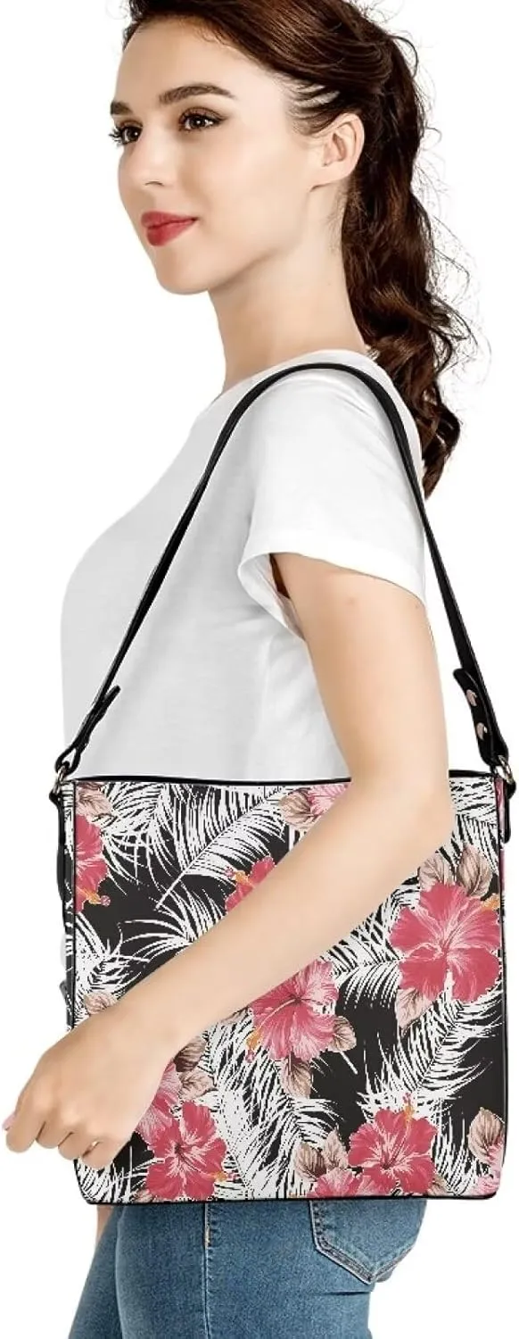 Polynesian Bucket Bags for Women Crossbody Bags Leather Tote Bag Summer Clutch Purses Hobo with 2 Detachable Straps