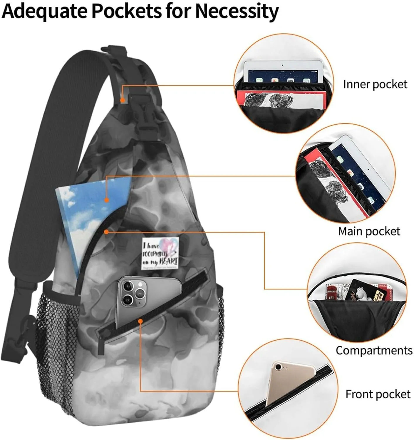 Pregnancy and Infant Loss Awareness Sling Bag Crossbody Backpack Shoulder Casual Daypack Bag for Men Women