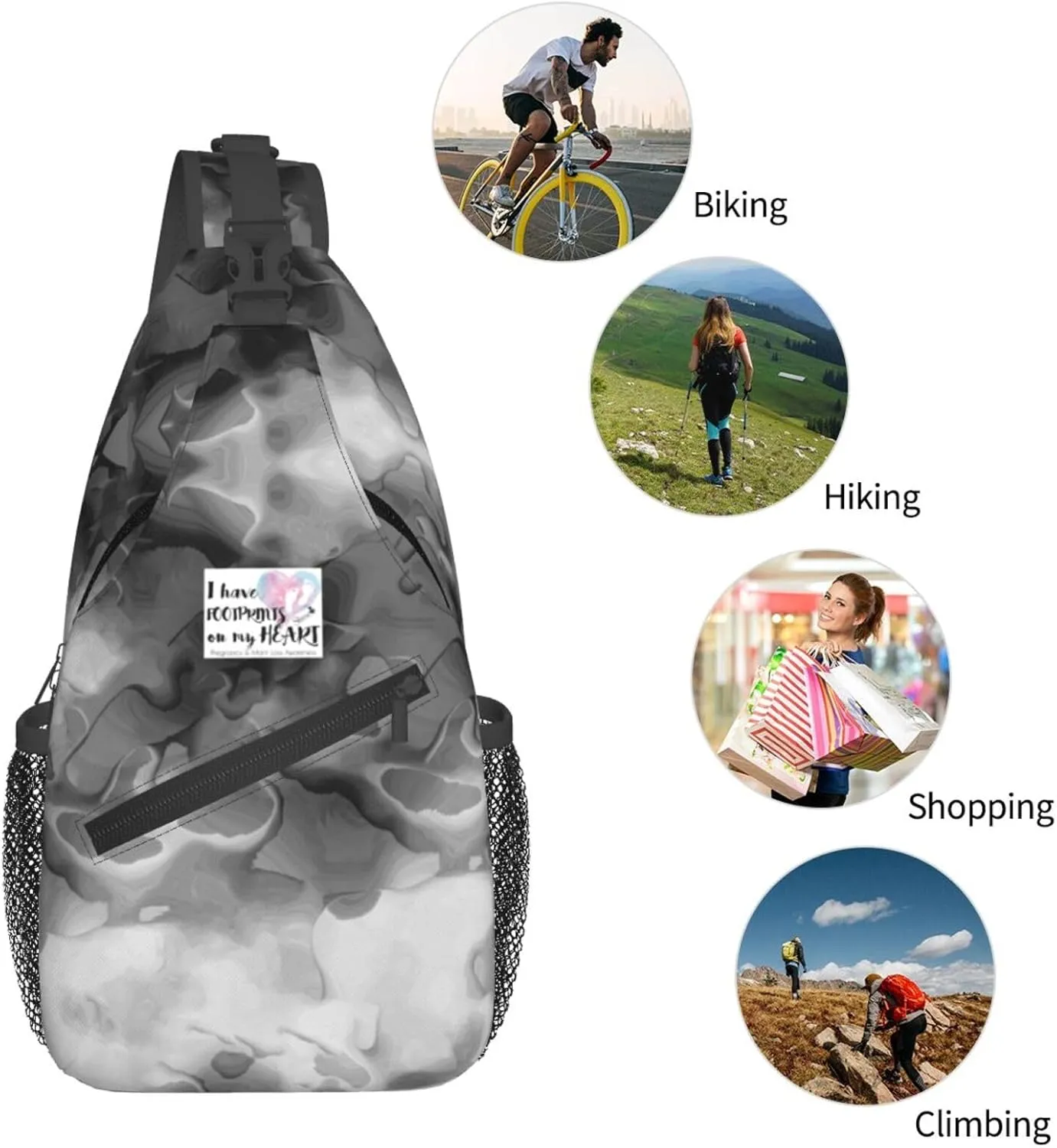 Pregnancy and Infant Loss Awareness Sling Bag Crossbody Backpack Shoulder Casual Daypack Bag for Men Women