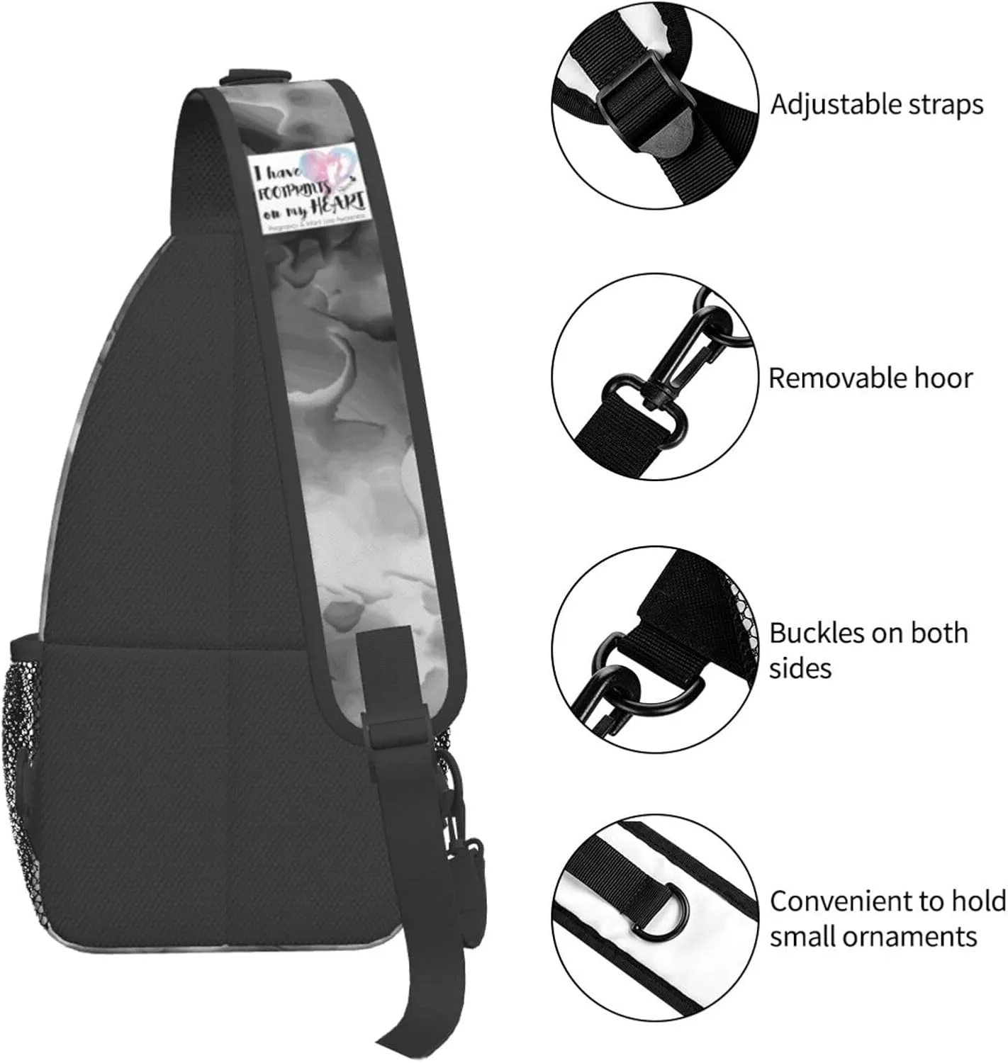 Pregnancy and Infant Loss Awareness Sling Bag Crossbody Backpack Shoulder Casual Daypack Bag for Men Women