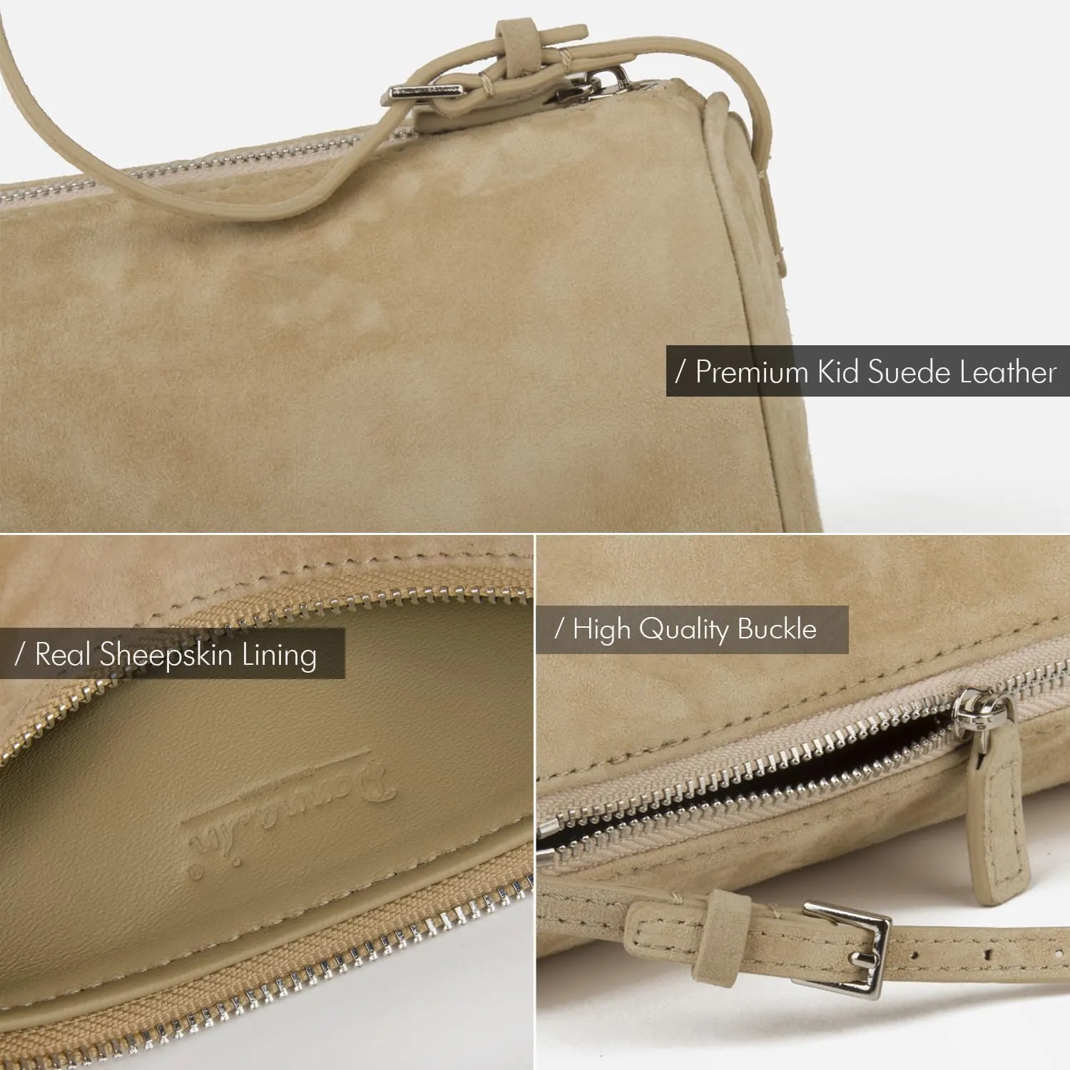 Premium Suede Leather Crossbody Purses for Women, Small Shoulder Bag with Adjustable Strap and Crossbody Hobo Bag