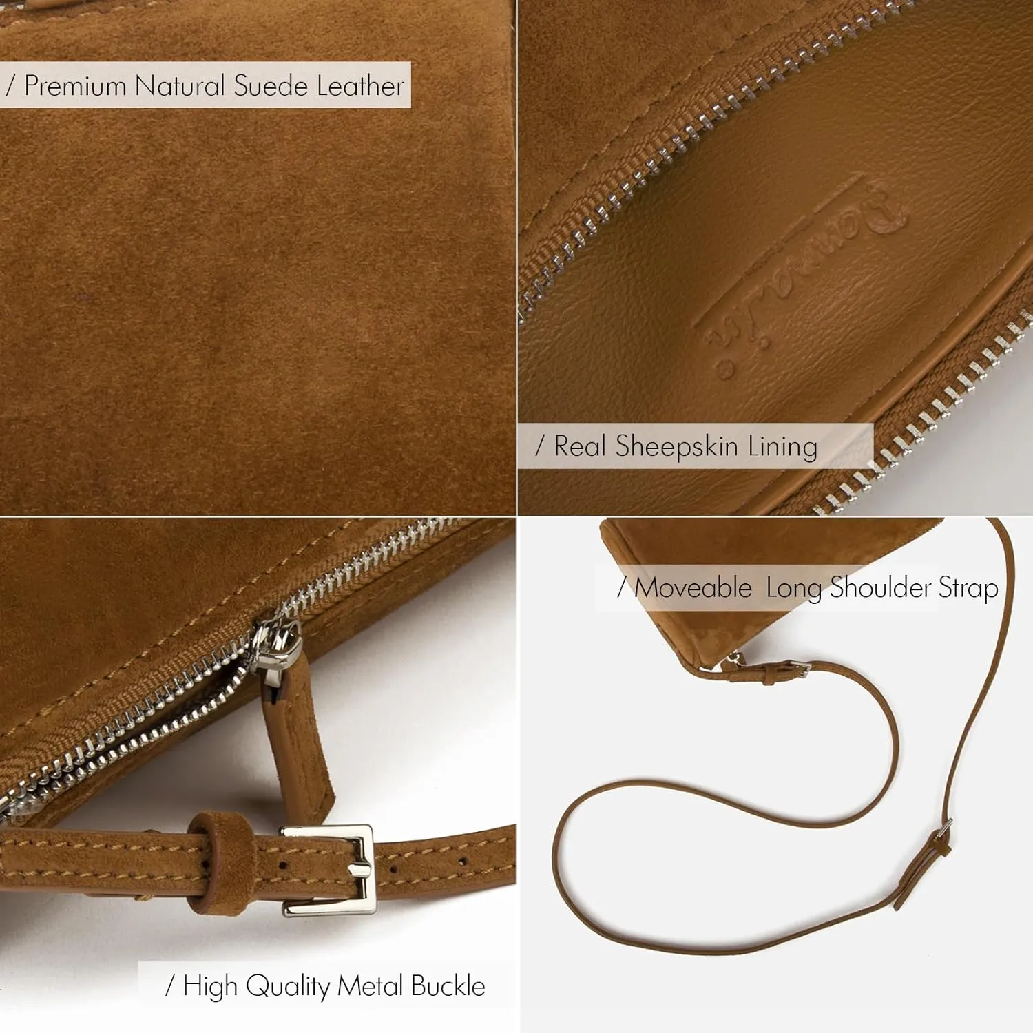 Premium Suede Leather Crossbody Purses for Women, Small Shoulder Bag with Adjustable Strap and Crossbody Hobo Bag