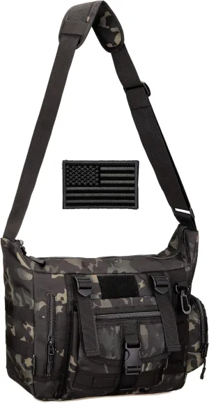 Protector Plus Tactical Messenger Bag Men Military MOLLE Sling Shoulder Pack (Patch Included)