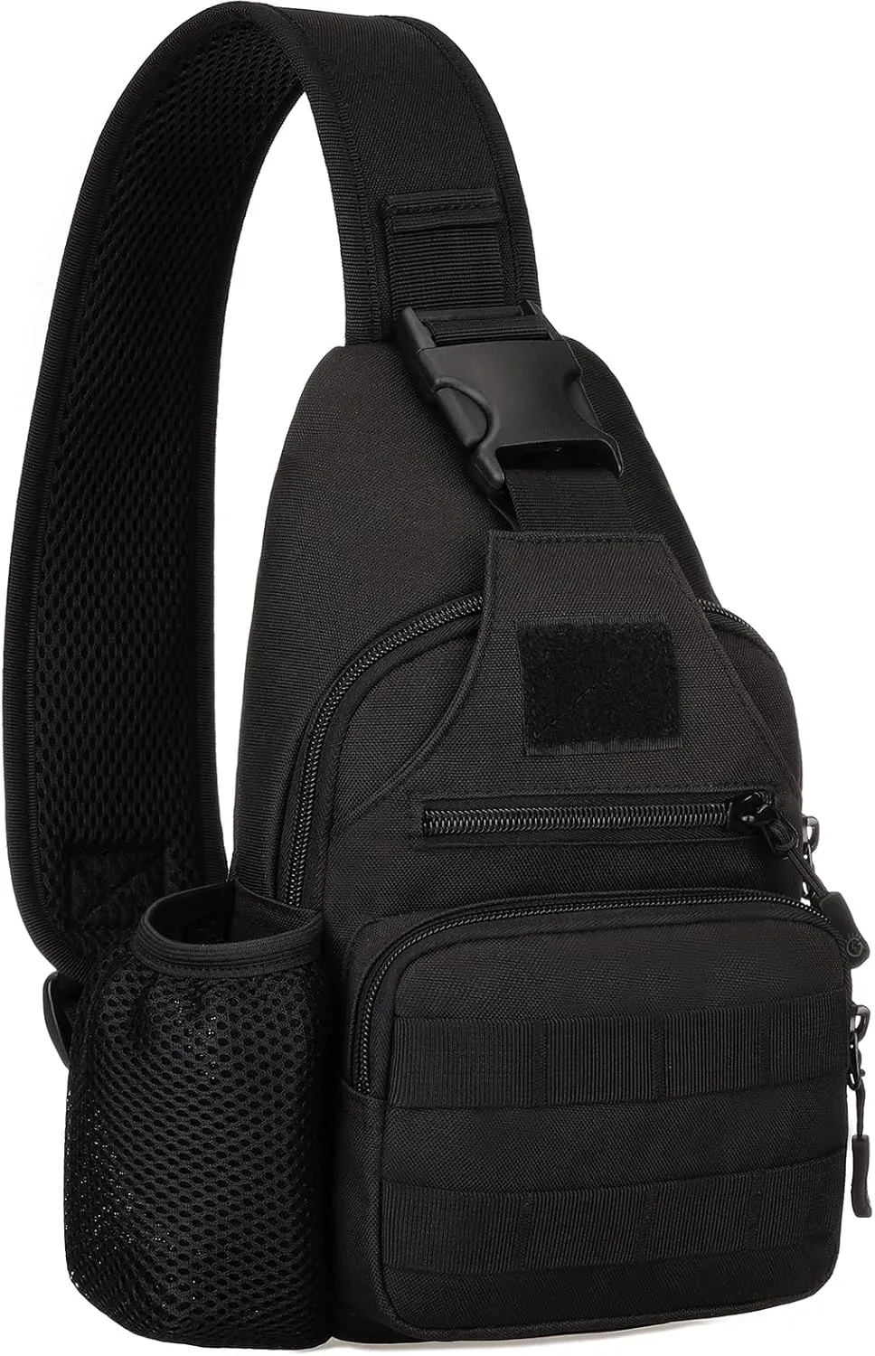 Protector Plus Tactical MOLLE Crossbody Pack with USB Charging Port Chest EDC (Patch Included),Black