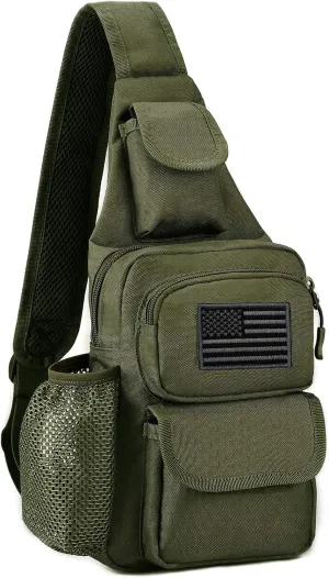Protector Plus Tactical Sling Bag Military MOLLE Crossbody Pack (Patch Included)