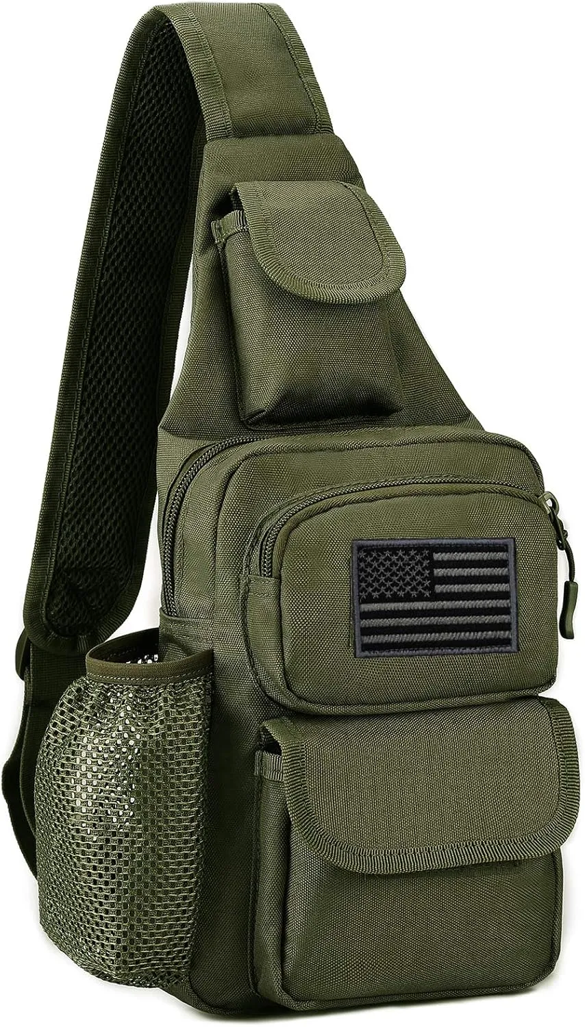 Protector Plus Tactical Sling Bag Military MOLLE Crossbody Pack (Patch Included)