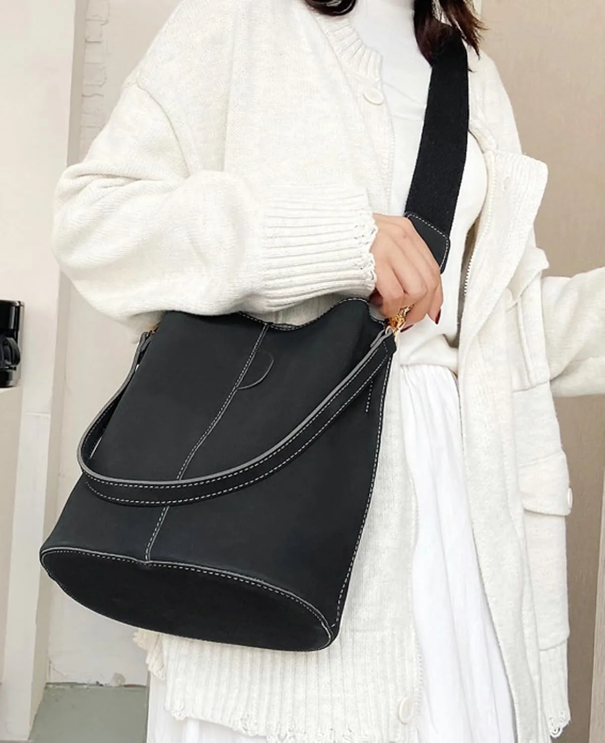 PU Leather Bucket Bag Women 2025 Fall Fashion Matte Finish Tote Shoulder Crossbody Handbag Work Casual Daily Everyday Wear