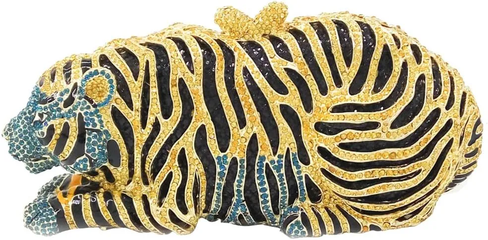 Purse For Women Crystal Evening Bags Chain Clutches Luxury Handbags Rhinestones Wedding Tiger