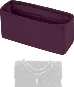 Purse Handbag Silky Organizer Insert Keep Bag Shape Fits Chanel Classic Flap CF Mini Square 17/20/Small/Medium/Jumbo/Maxi Bags, Luxury Handbag Tote Lightweight Sturdy(CF Medium 25,Fuchsia)