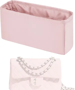 Purse Handbag Silky Organizer Insert Keep Bag Shape Fits Chanel Classic Flap CF Mini Square 17/20/Small/Medium/Jumbo/Maxi Bags, Luxury Handbag Tote Lightweight Sturdy(CF Medium 25,Pink)