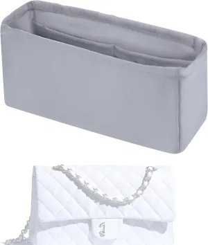 Purse Handbag Silky Organizer Insert Keep Bag Shape Fits Chanel Classic Flap CF Mini Square 17/20/Small/Medium/Jumbo/Maxi Bags, Luxury Handbag Tote Lightweight Sturdy(CF Mini 20,Bleu pale)