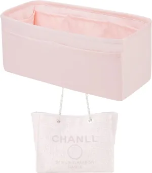 Purse Handbag Silky Organizer Insert Keep Bag Shape Fits Chanel Deauville Canvas Bags S/M/L bags, Luxury Handbag Tote Lightweight Sturdy(New Small,Pink)