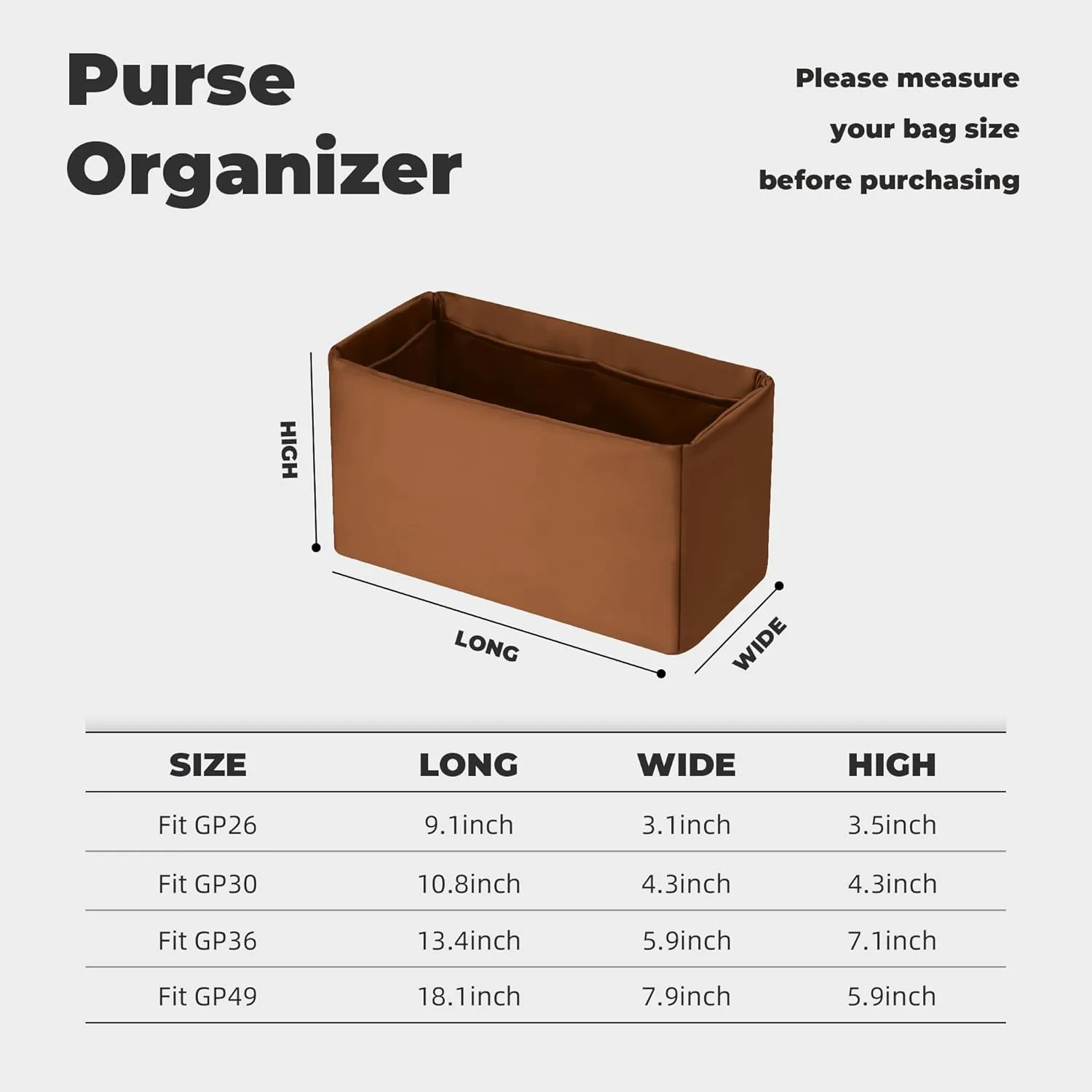 Purse Handbag Silky Organizer Insert Keep Bag Shape Fits Garden Party 26/30/36/49 Bags, Luxury Handbag Tote Lightweight Sturdy(GP 30,Gold)