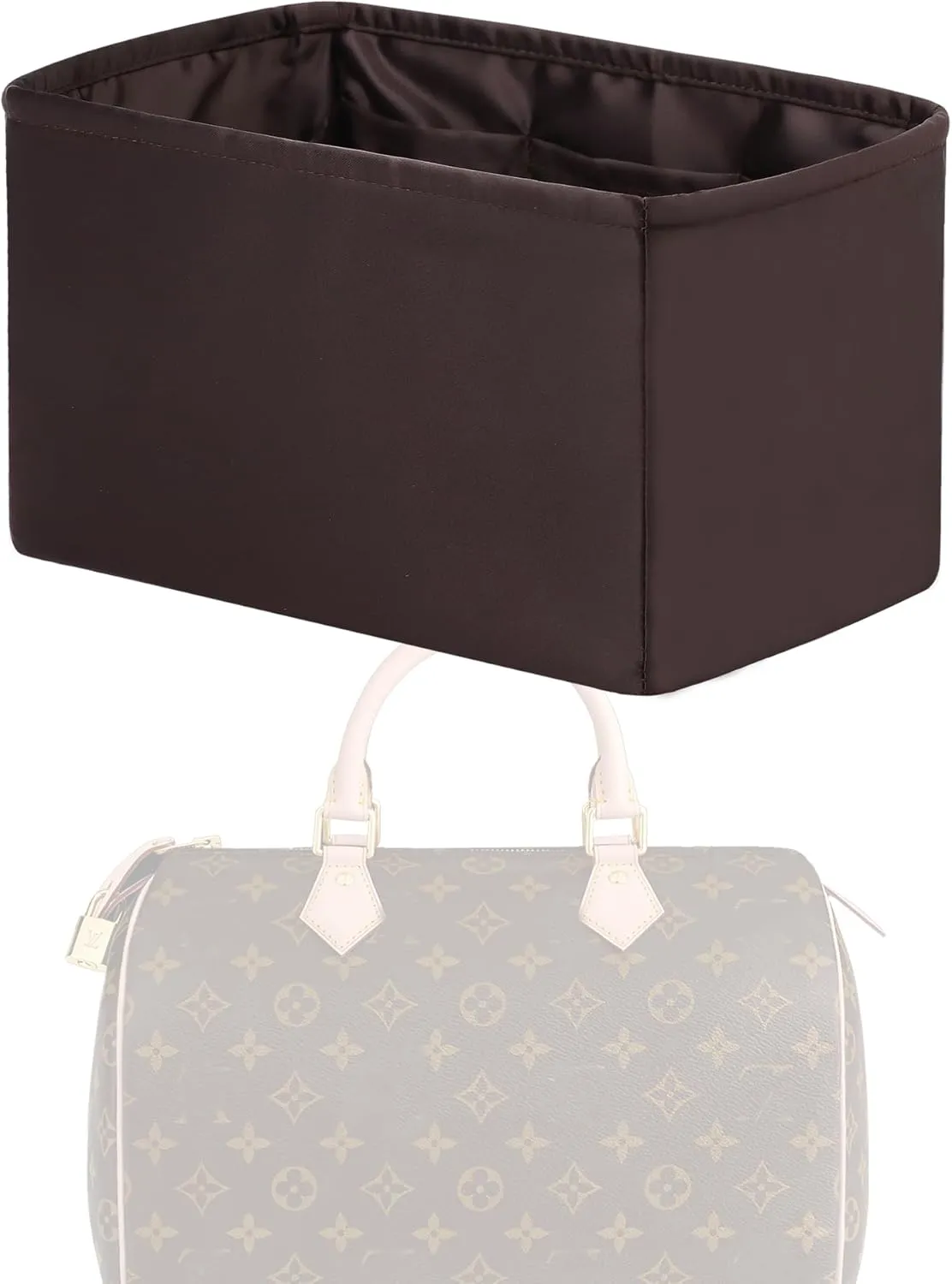 Purse Handbag Silky Organizer Insert Keep Bag Shape Fits LV Speedy 16/20/25/30/35/45 bags, Luxury Handbag Tote Lightweight Sturdy(Coffee Brown, Speedy 25)