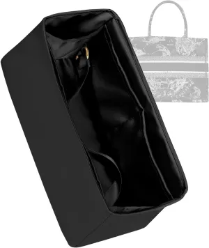 Purse Organizer for Dior Book Tote Mini/Small/Medium/Large,Silky Smooth Insert,Lightweight Bag in Bag,Luxury Handbag Storage Accessories(Small,Black)