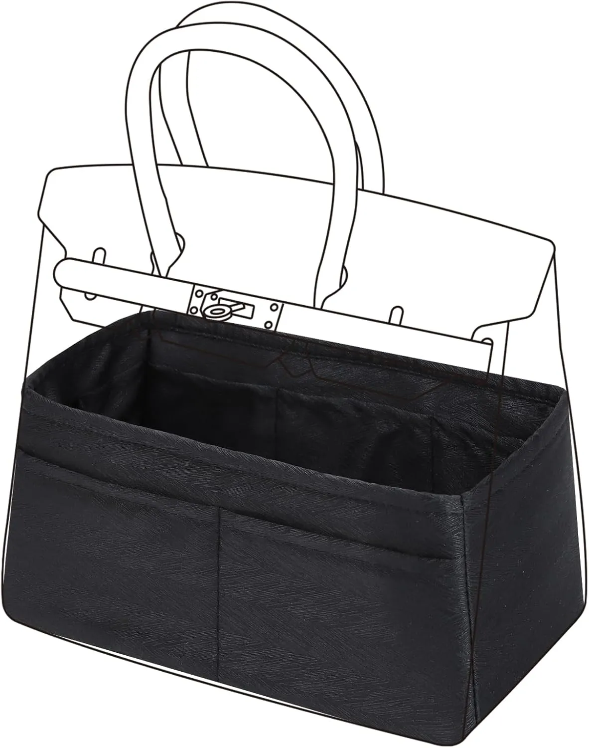 Purse Organizer Insert Fits Hermes Birkin, Silky Smooth Bag Organizer, Birkin 30 Bag Insert Tote Shaper(BK30,Black)