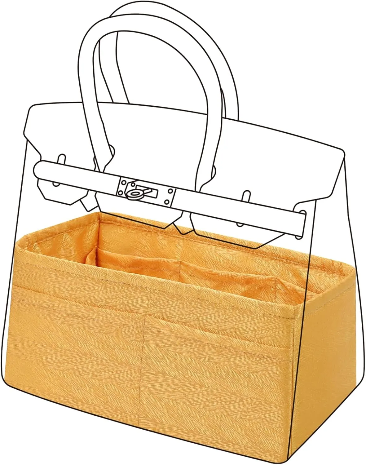 Purse Organizer Insert for Hermes Birkin, Silky Smooth Bag in Bag, Birkin 30 Tote Shaper (BK30, Amber Yellow)