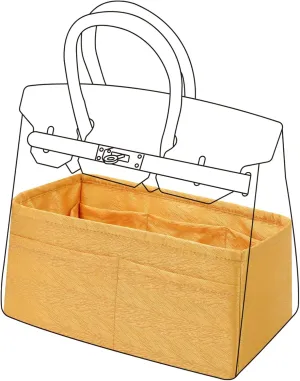 Purse Organizer Insert for Hermes Birkin, Silky Smooth Bag in Bag, Birkin 30 Tote Shaper (BK30, Amber Yellow)