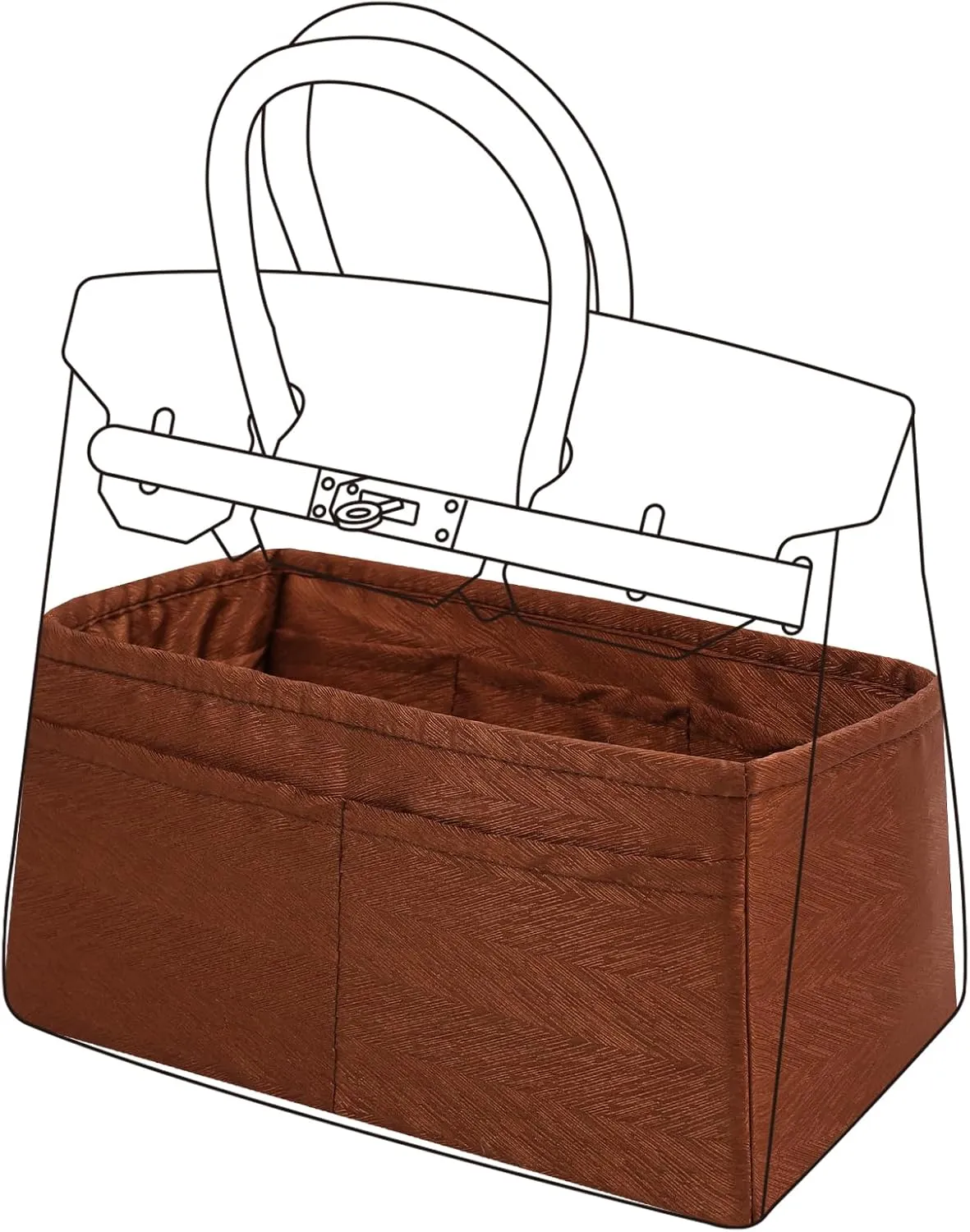 Purse Organizer Insert for Hermes Birkin, Silky Smooth Bag in Bag, Birkin 30 Tote Shaper (BK30, Gold)