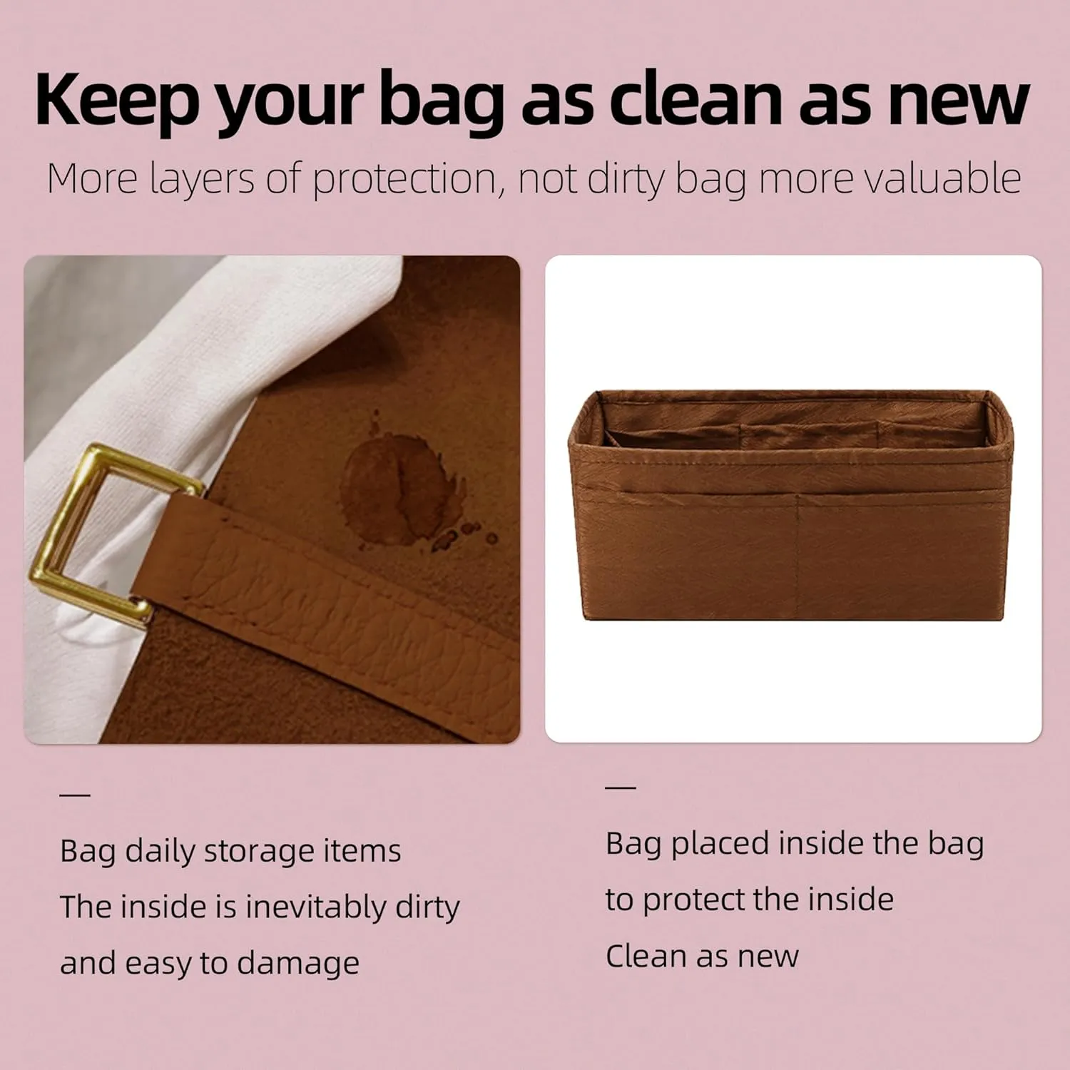 Purse Organizer Insert for Hermes Birkin, Silky Smooth Bag in Bag, Birkin 30 Tote Shaper (BK30, Gold)