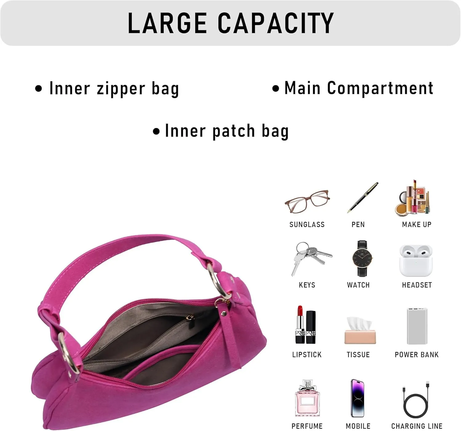 Purse Shoulder bag for women, Cute Mini Clutch Zipper Hobo Tote Handbags