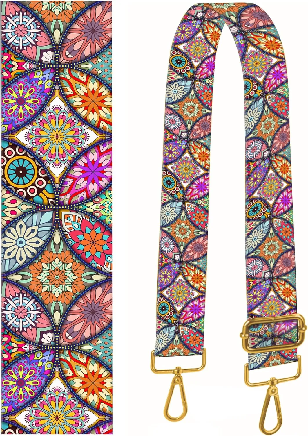 Purse Straps Replacement Crossbody, 2" Wide Shoulder Strap Adjustable, Gold Buckle Canvas Bag Handbag Belts
