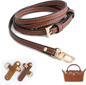 Purse Straps Replacement, Strap for Longchamp Pouch Leather Adjustable Purse Straps for Women's Mini Shoulder Bag Leather Handbag Crossbody Shoulder Strap Kit for Mini Tote Bag