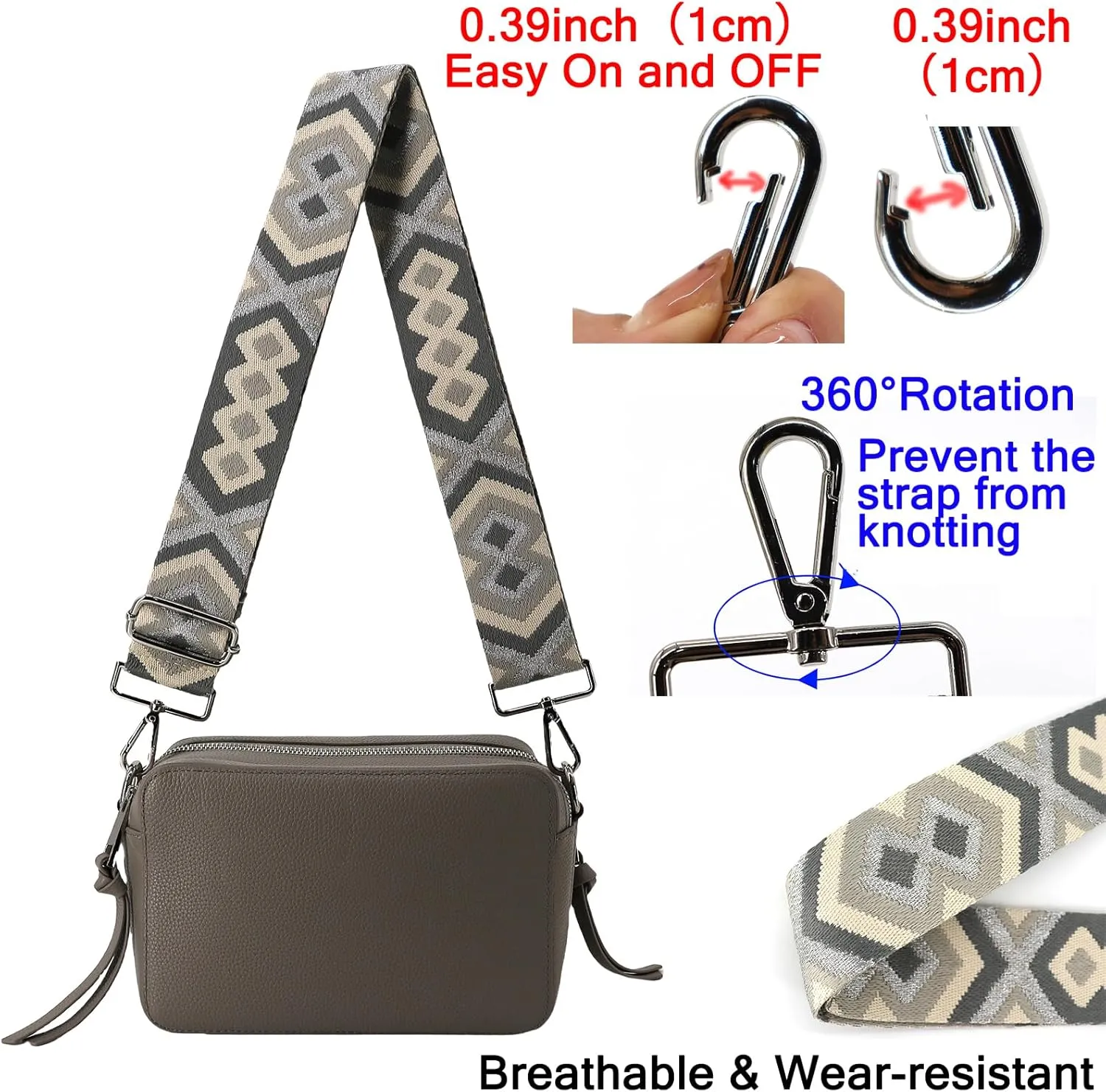 Purse Straps Replacement Wide Shoulder Strap for Bags Adjustable Bag Strap