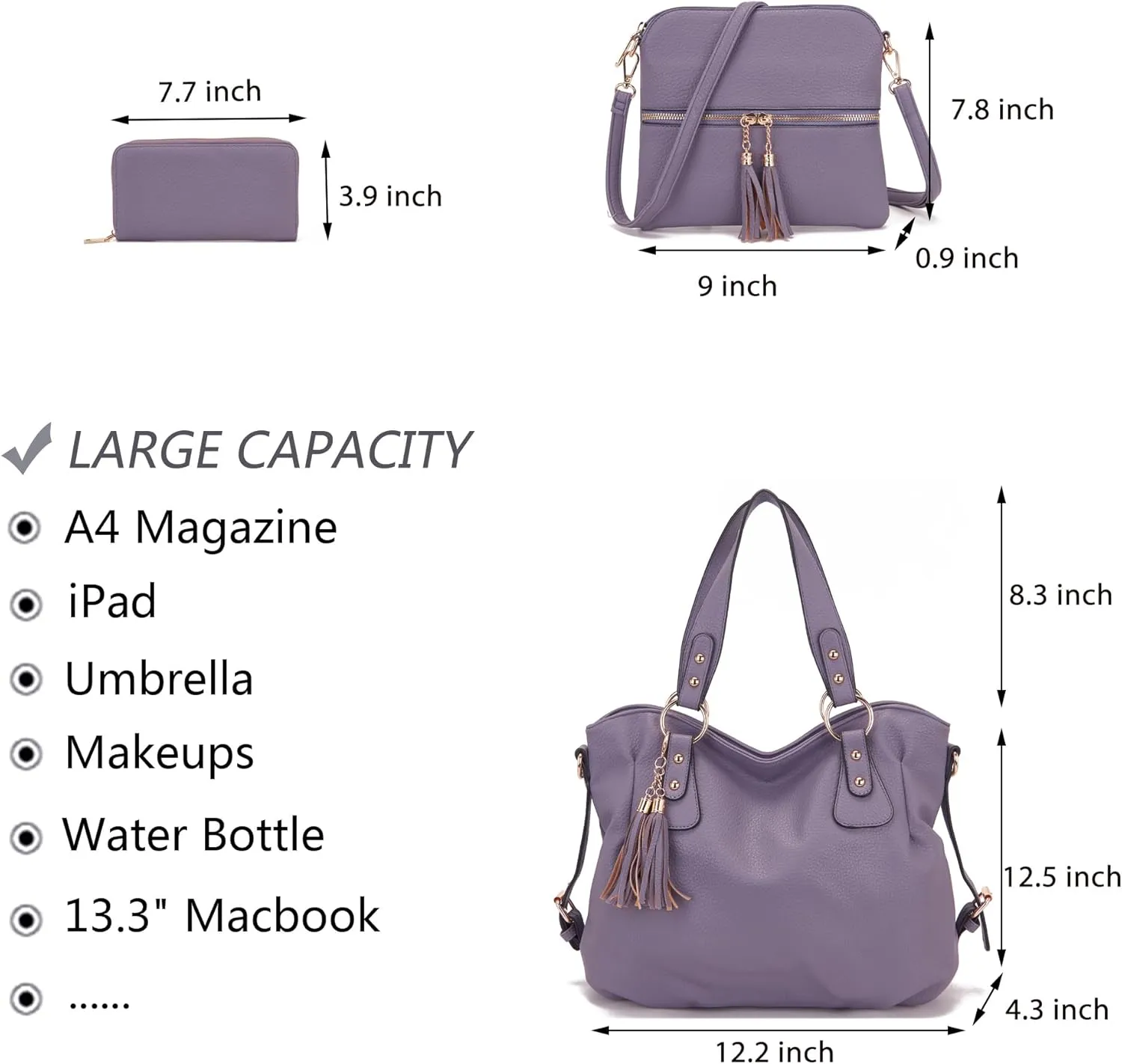 Qiyuer Purses And Wallets Set For Women Tote Handbags Large Hobo Bag Purse With Wallet 3PCS