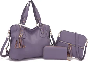 Qiyuer Purses And Wallets Set For Women Tote Handbags Large Hobo Bag Purse With Wallet 3PCS