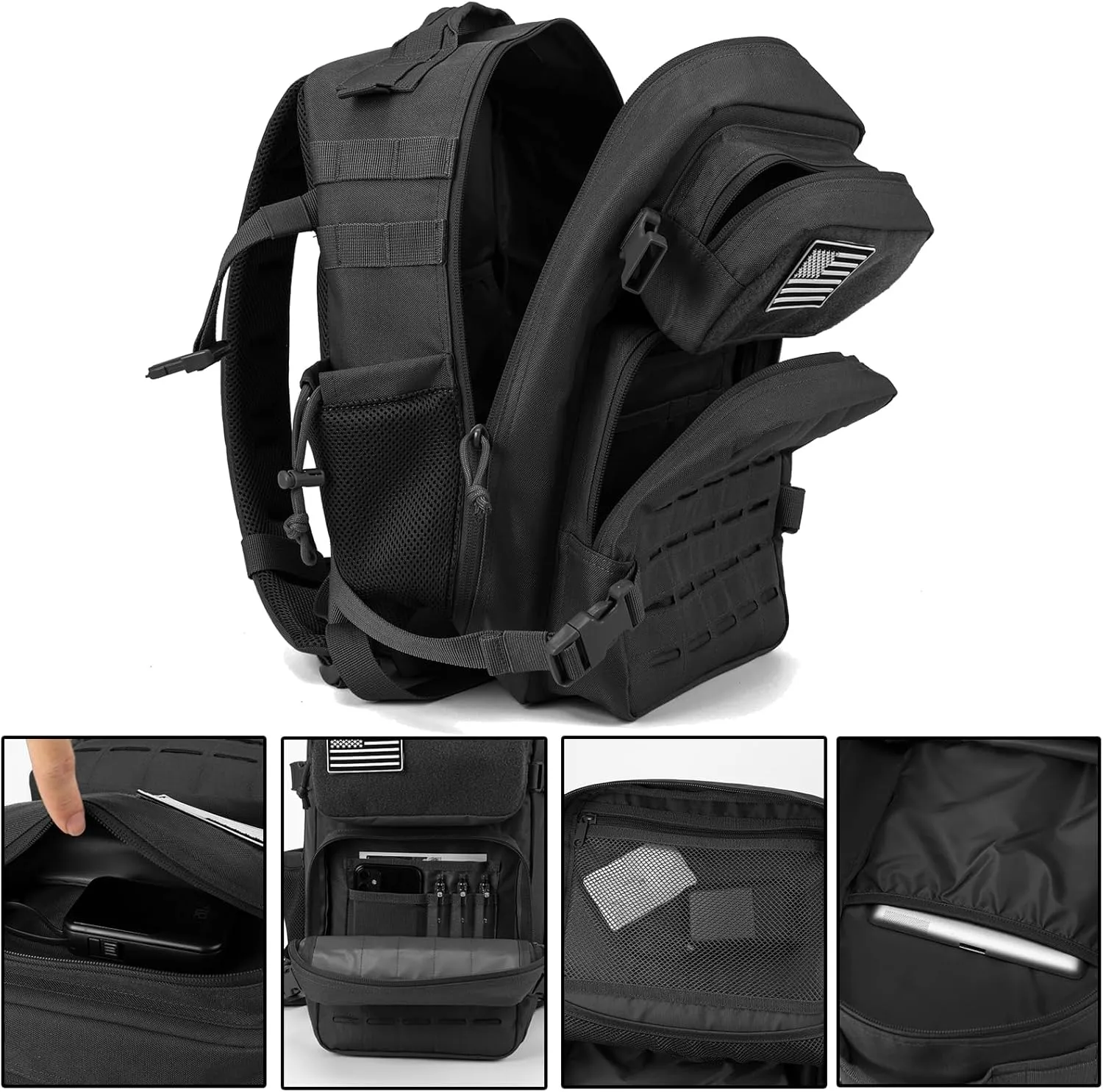 QT&QY 25L/35L/45L Military Tactical Backpack For Men Molle Daypack 3 Day Bug Out Bag Hiking Rucksack With Bottle Holder