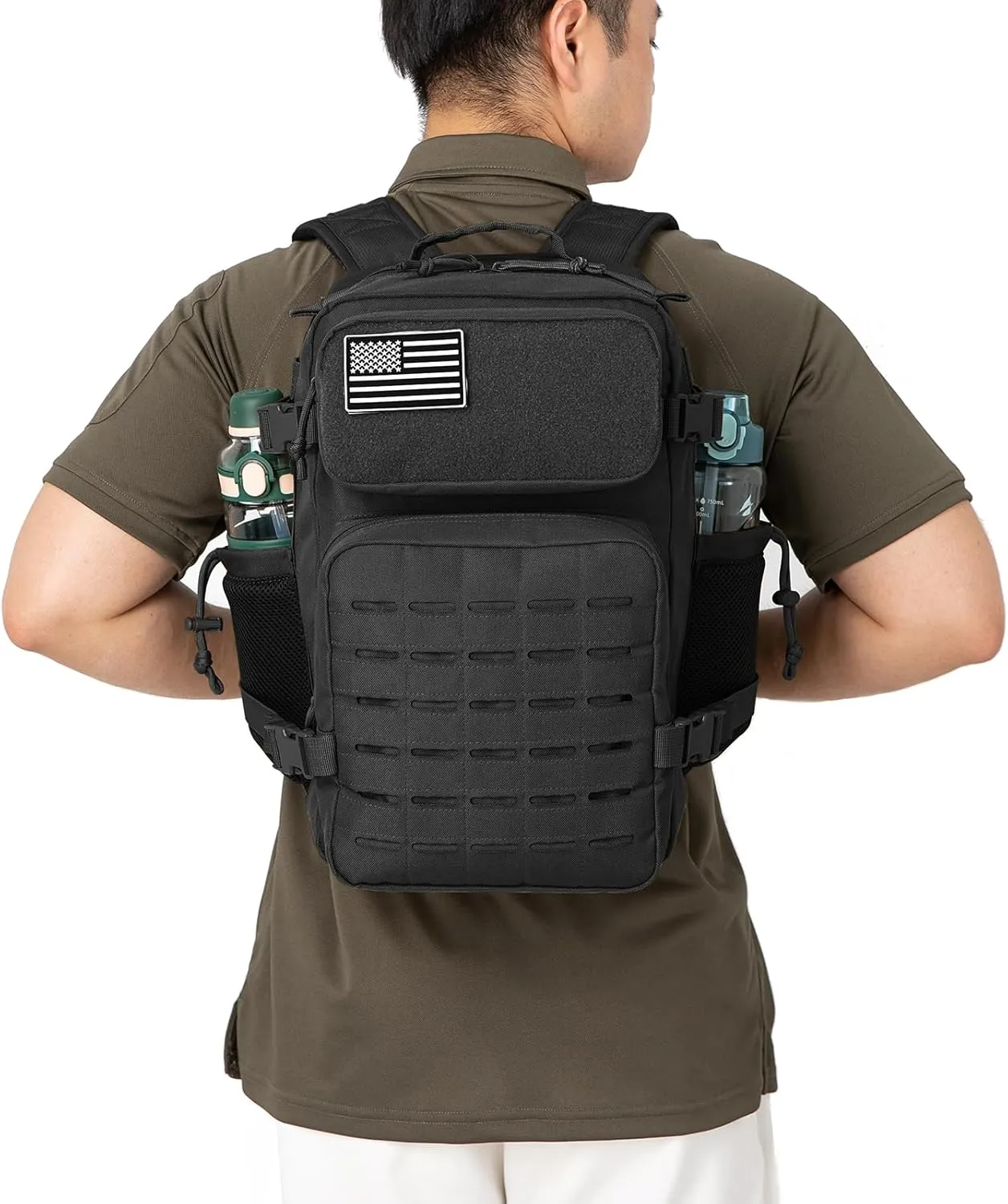 QT&QY 25L/35L/45L Military Tactical Backpack For Men Molle Daypack 3 Day Bug Out Bag Hiking Rucksack With Bottle Holder