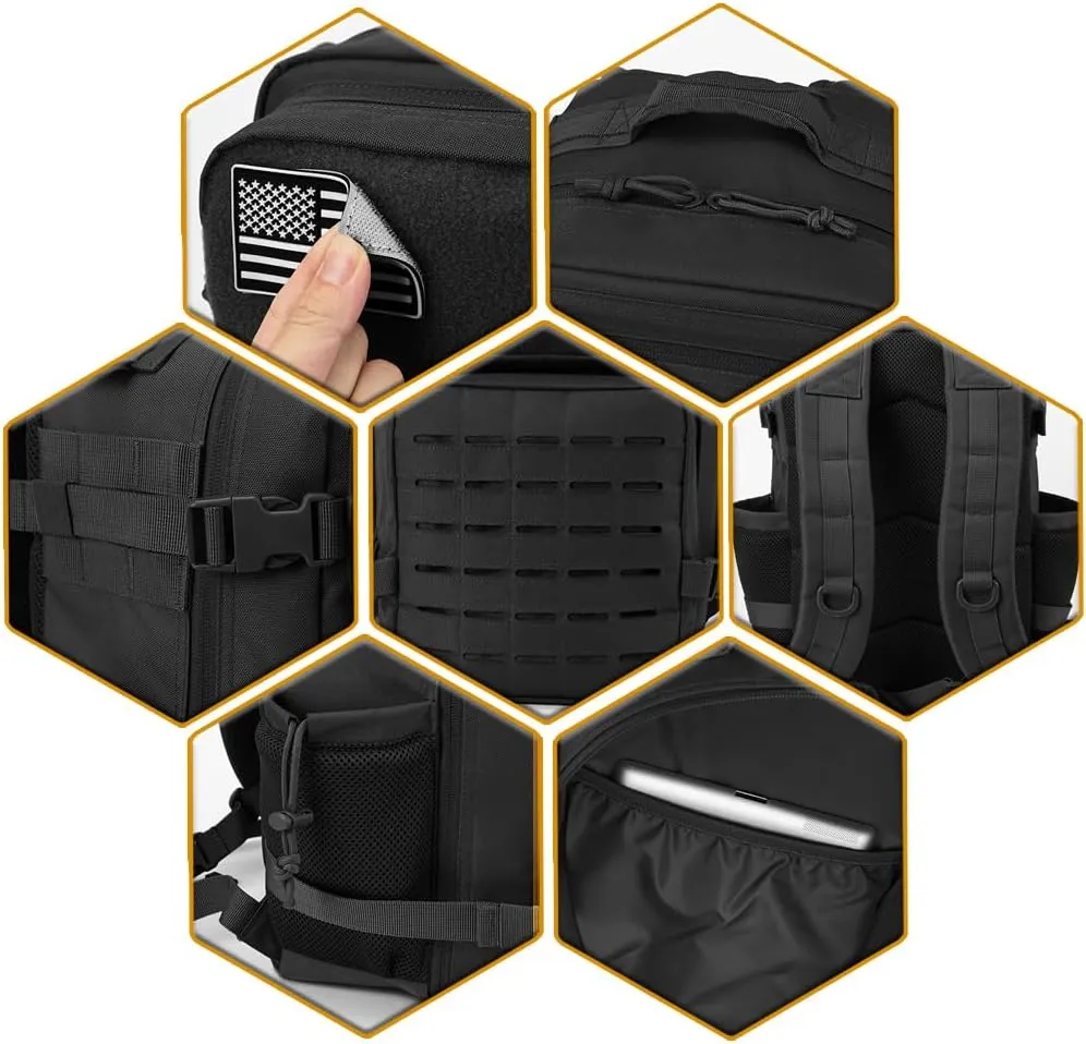 QT&QY 25L/35L/45L Military Tactical Backpack For Men Molle Daypack 3 Day Bug Out Bag Hiking Rucksack With Bottle Holder