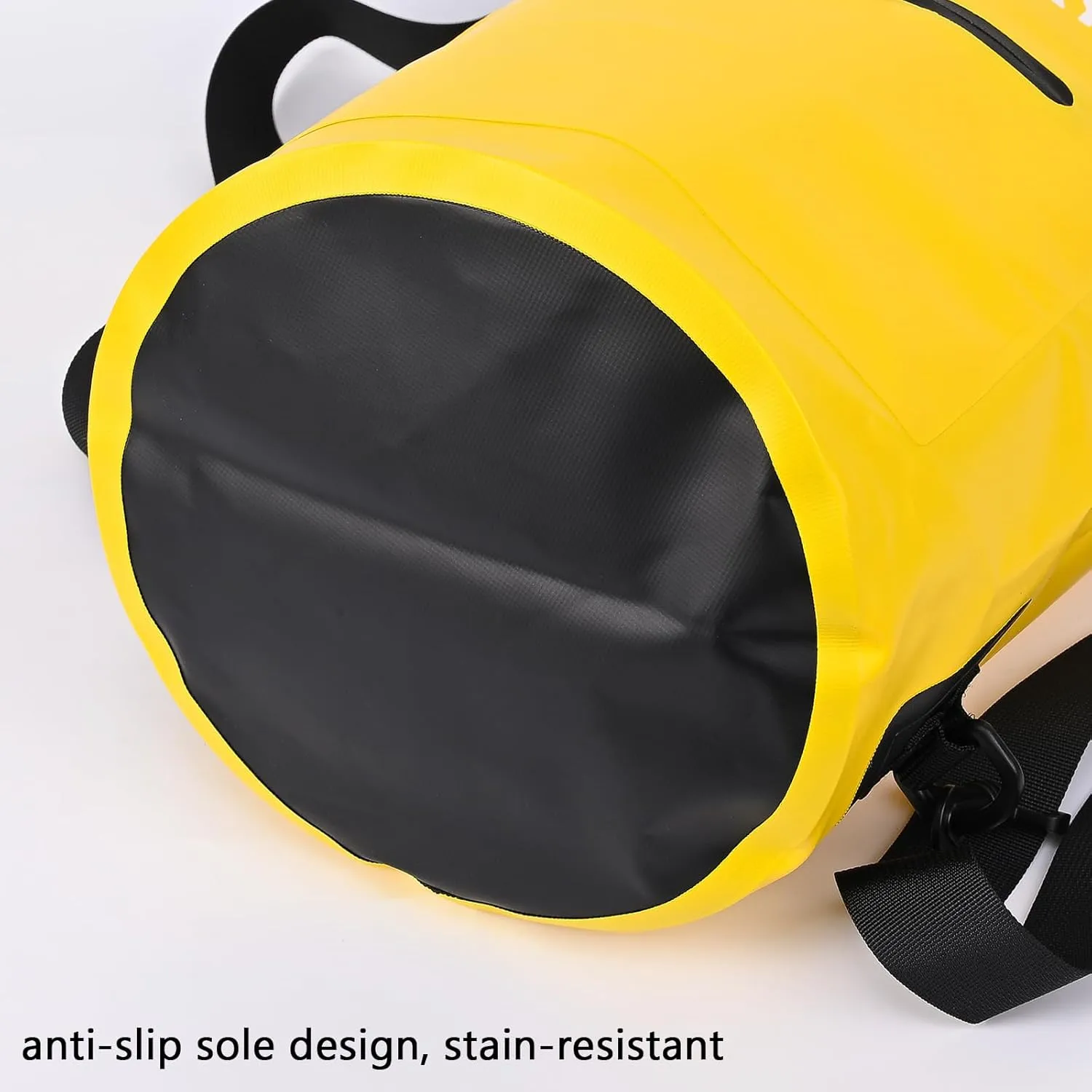 Queday Waterproof Dry Bag with Front Zippered Pocket for Women Men, 20L Roll Top Lightweight Dry Storage Bag Backpack for Travel, Kayaking, Boating, Rafting, Camping, Hiking & Beach Yellow