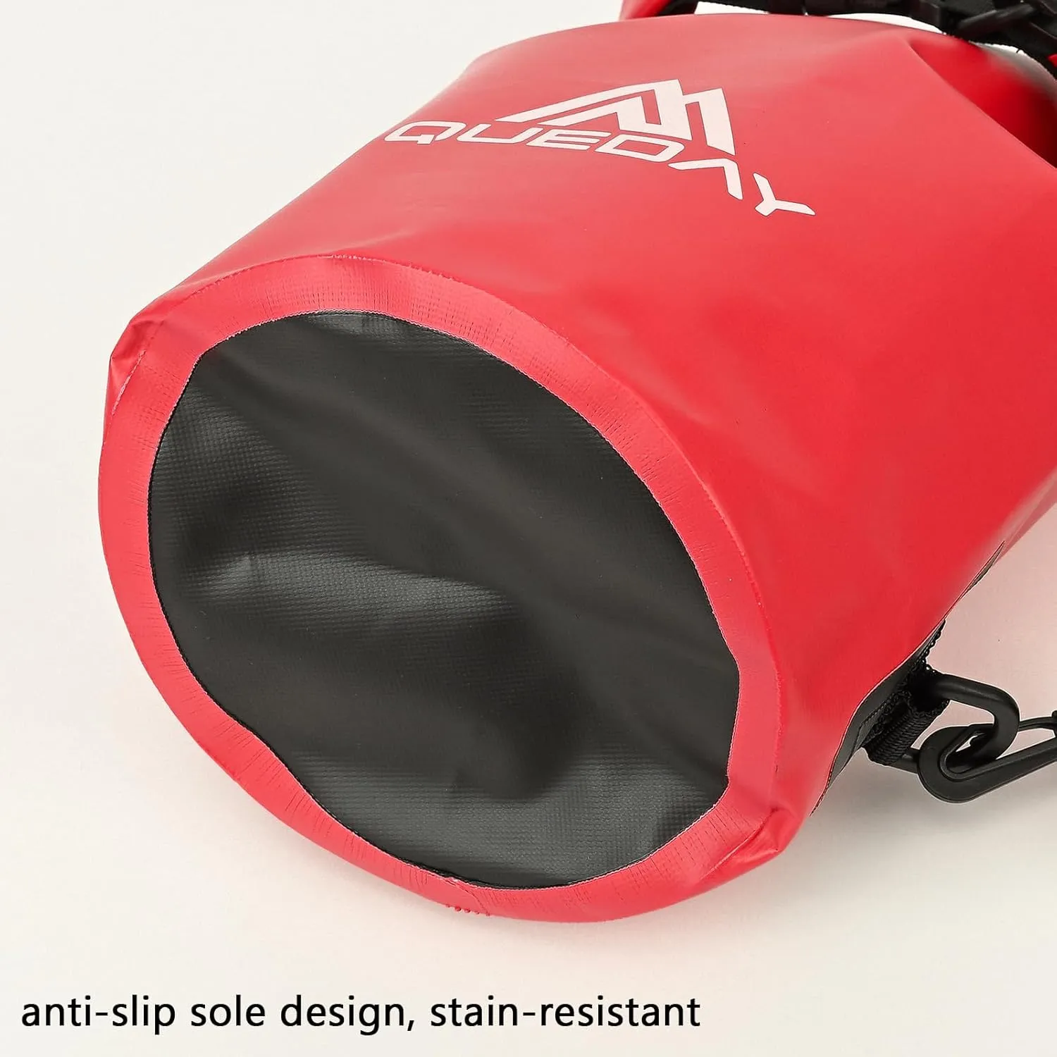 Queday Waterproof Dry Bag with Front Zippered Pocket for Women Men, 30L Roll Top Lightweight Dry Storage Bag Backpack for Travel, Kayaking, Boating, Rafting, Camping, Hiking & Beach Red