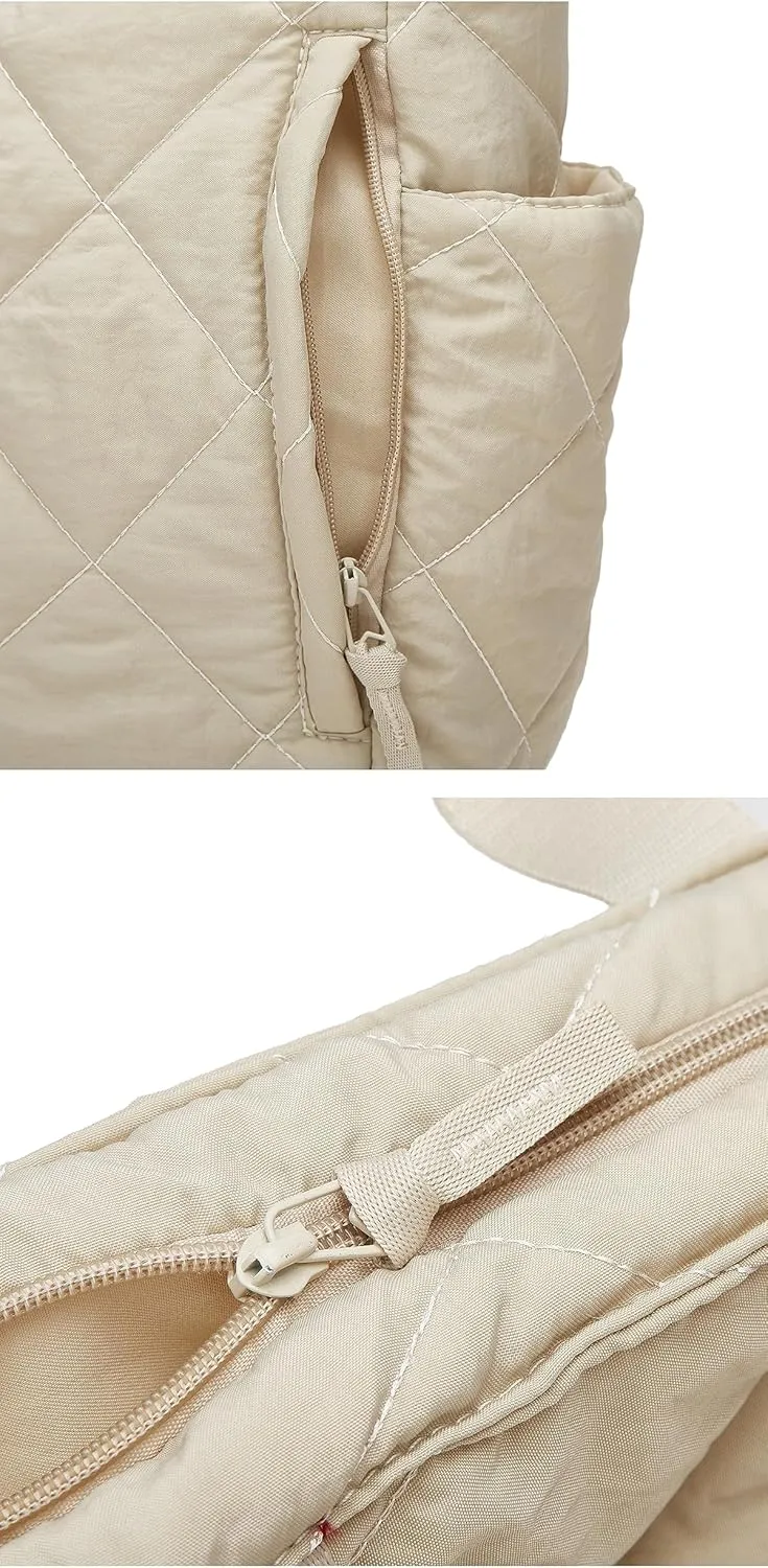 Quilted Tote Bag for Women - Puff Hobo Handbag with Lightweight Padding - Crossbody Satchel Travel Bag