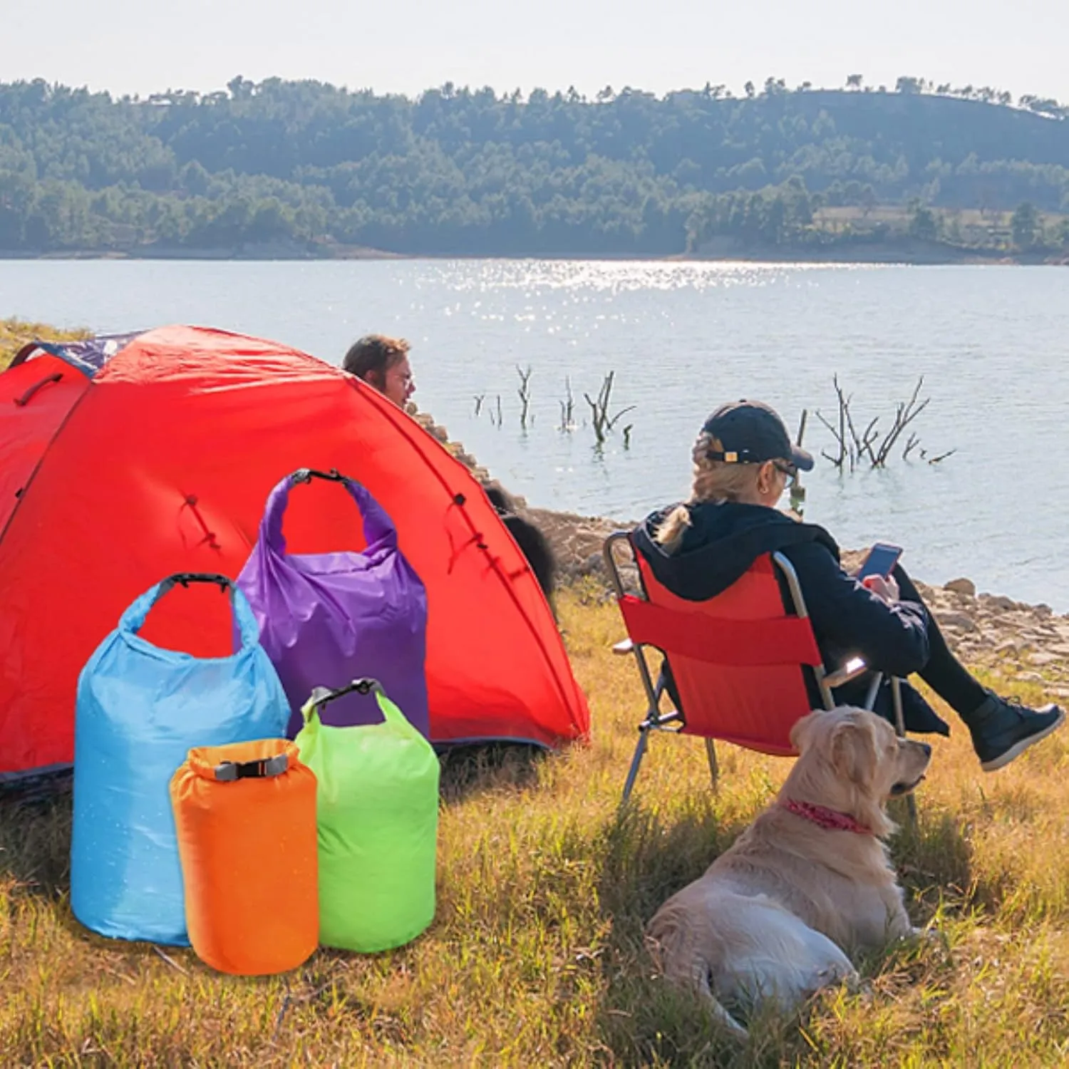 R2Depot Waterproof Dry Bag, 5L/10L/20L/40L/70L Dry Storage Bag for Kayaking, Gym, Hiking, Swimming (Green, 40L)