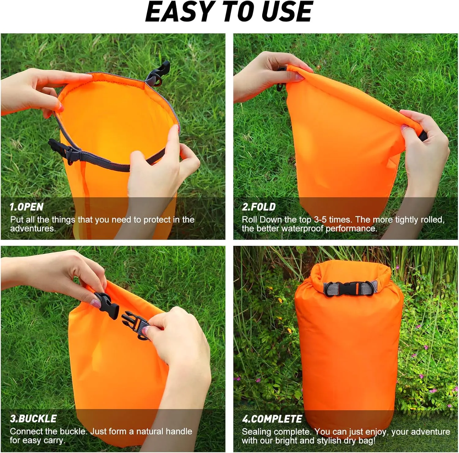 R2Depot Waterproof Dry Bag, 5L/10L/20L/40L/70L Dry Storage Bag for Kayaking, Gym, Hiking, Swimming (Green, 40L)