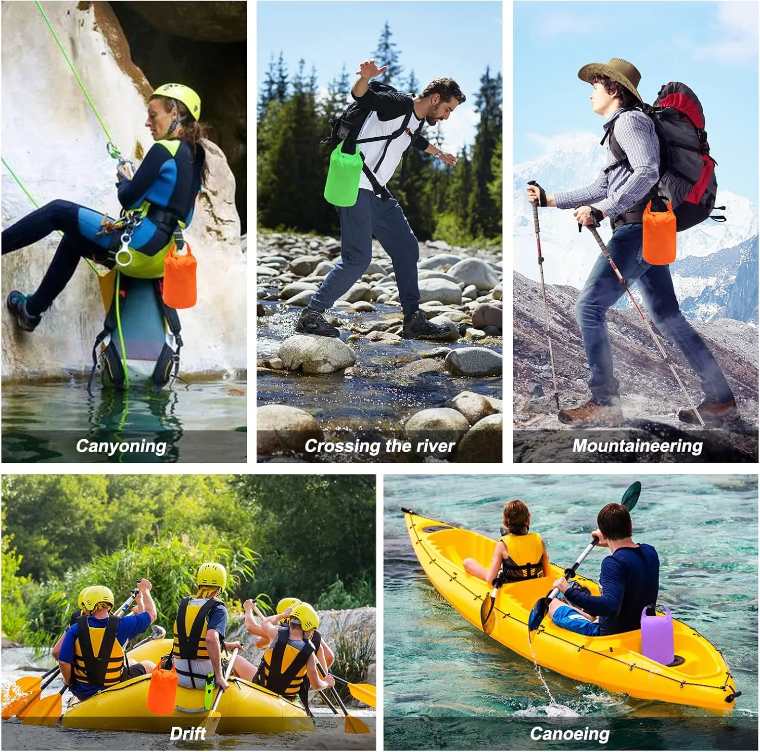 R2Depot Waterproof Dry Bag, 5L/10L/20L/40L/70L Dry Storage Bag for Kayaking, Gym, Hiking, Swimming (Green, 40L)