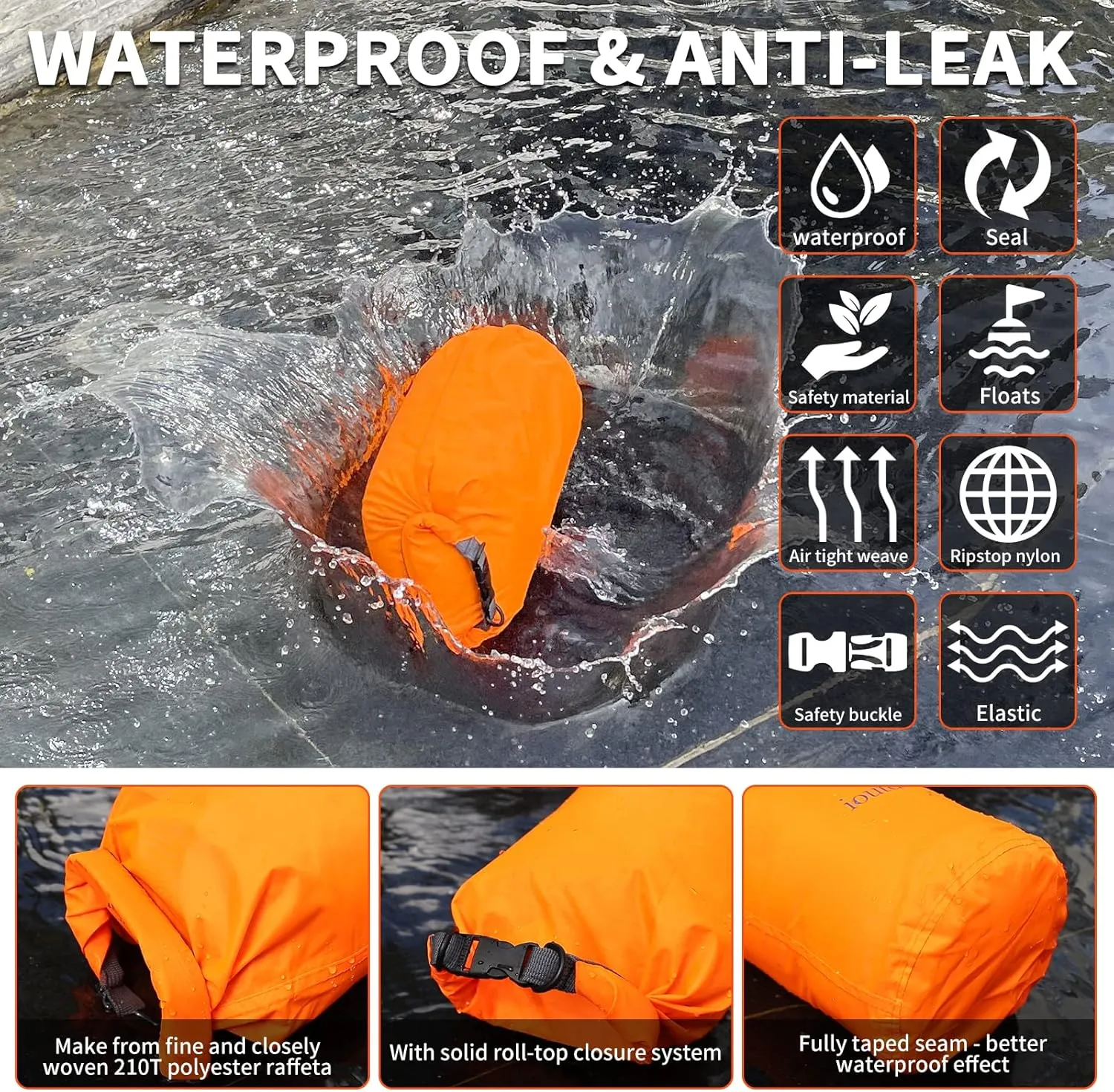 R2Depot Waterproof Dry Bag, 5L/10L/20L/40L/70L Dry Storage Bag for Kayaking, Gym, Hiking, Swimming (Green, 40L)