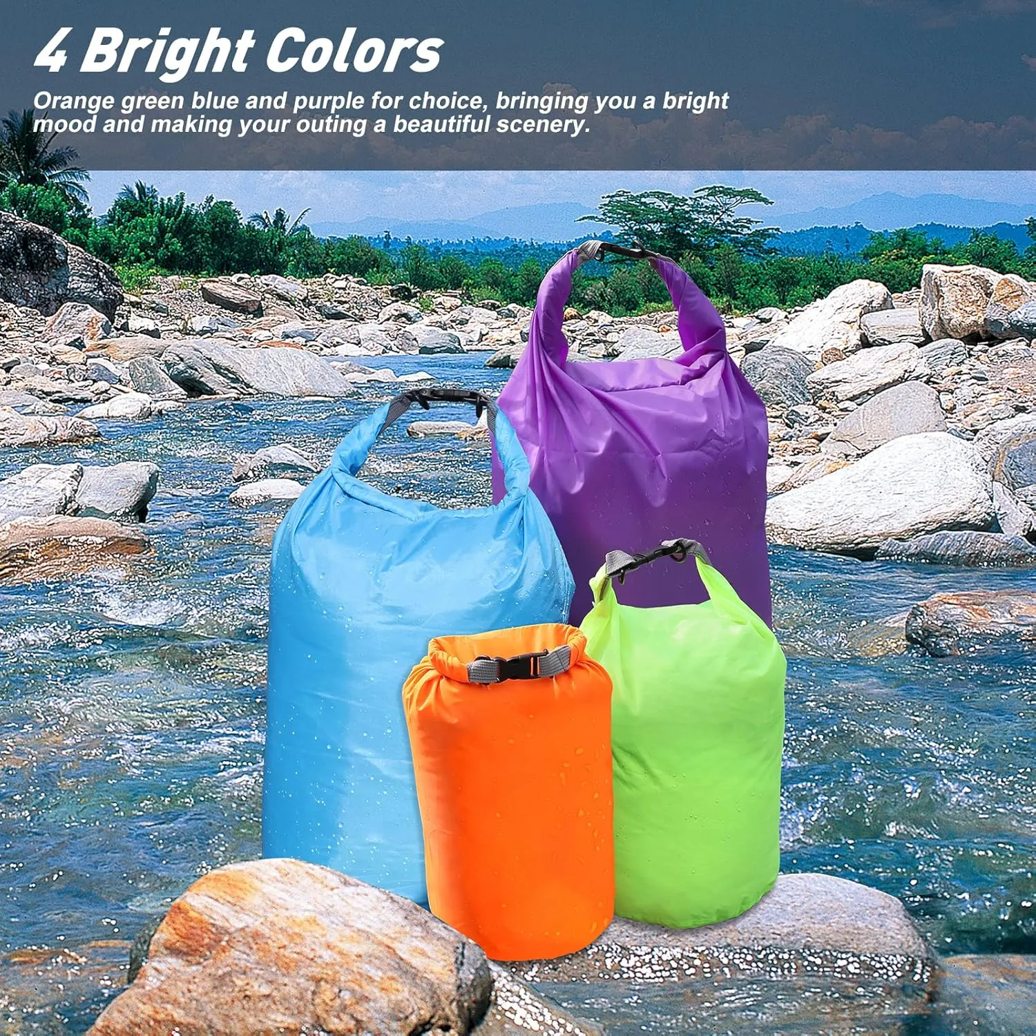 R2Depot Waterproof Dry Bag, 5L/10L/20L/40L/70L Dry Storage Bag for Kayaking, Gym, Hiking, Swimming (Orange, 40L)