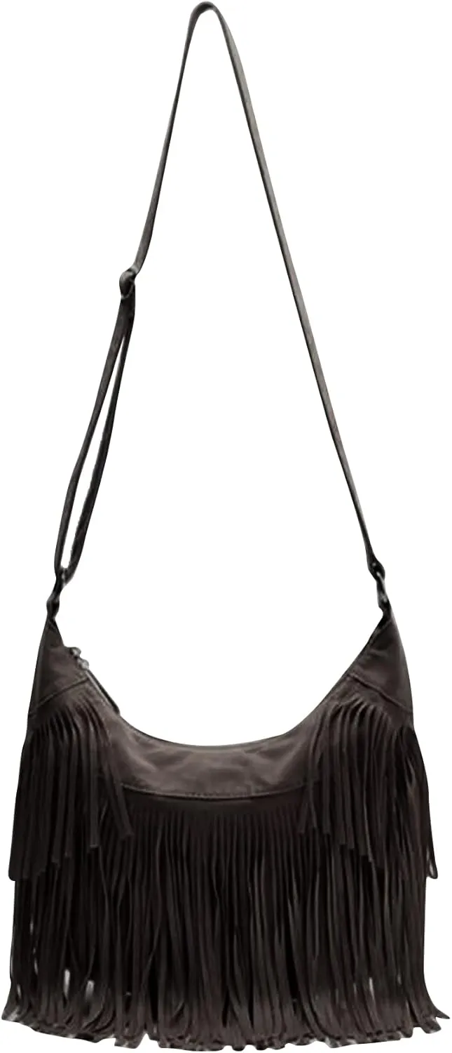 RARITYUS Women Fringe Tassel Shoulder Bag Large Leather Tote Handbag Hobo Crossbody Bag