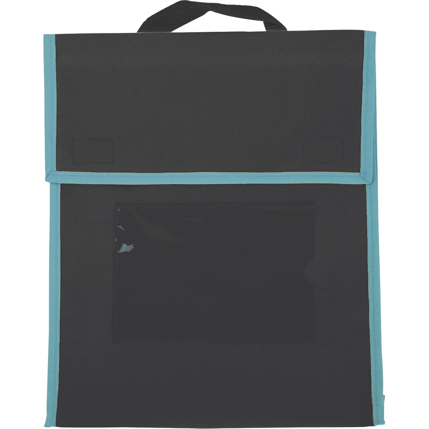 Really Good Stuff Book Pouch - 4 Pack, Water Resistant, Durable Fabric Book Bag with Stitched-On Handle, Clear Name Tag Pocket, Medium Black with Blue Trim