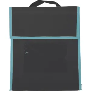 Really Good Stuff Book Pouch - 4 Pack, Water Resistant, Durable Fabric Book Bag with Stitched-On Handle, Clear Name Tag Pocket, Medium Black with Blue Trim