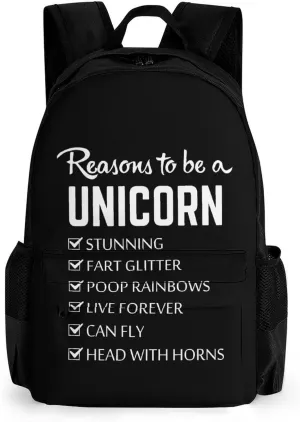 Reasons to Be Unicorn Fashion Backpack Cute Daypack Unisex Laptop Bag for Travel Business Work