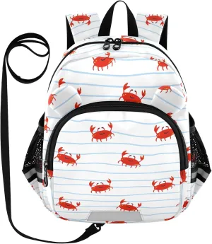 Red Crab Cartoon Preschool Backpack Animal Colorful Daycare Bookbag School Backpack with Traction Rope for Kids 3-6