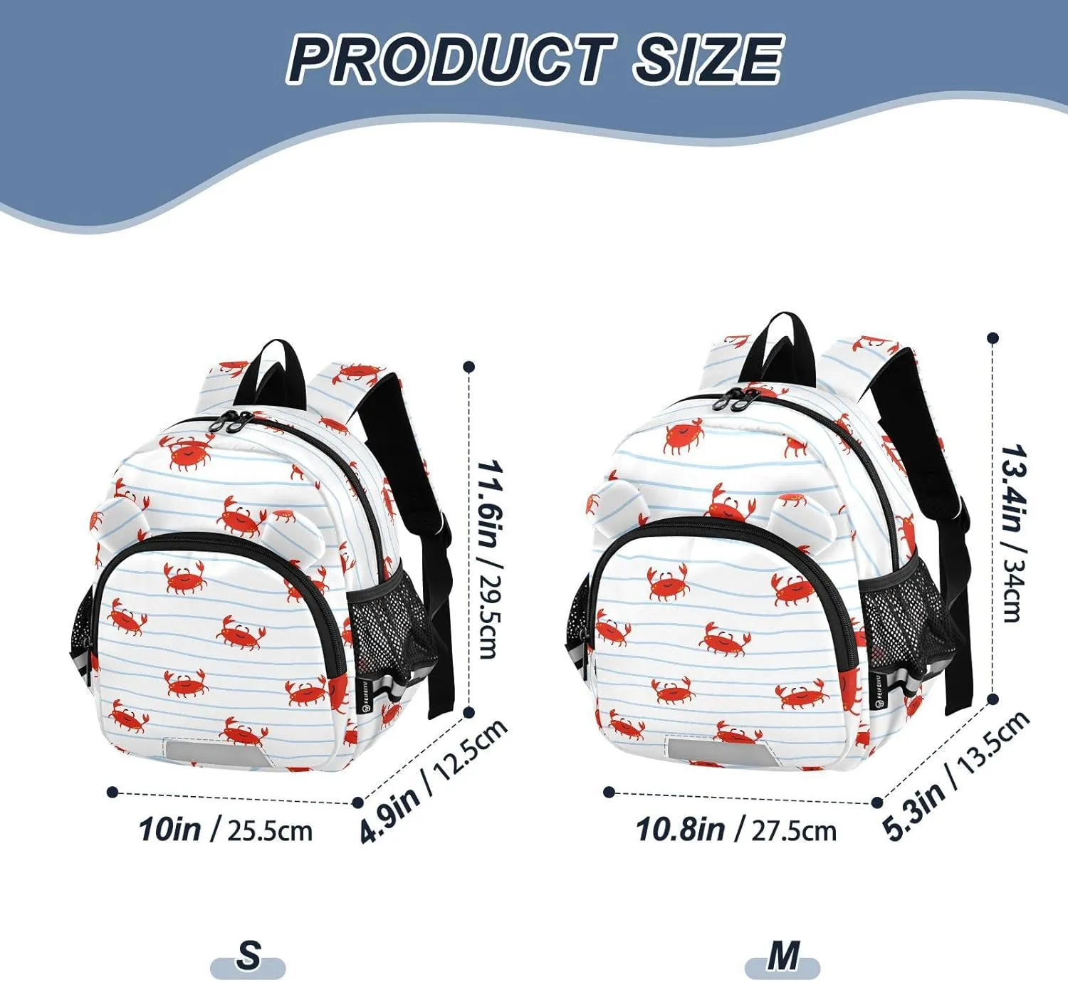 Red Crab Cartoon Preschool Backpack Animal Colorful Daycare Bookbag School Backpack with Traction Rope for Kids 3-6