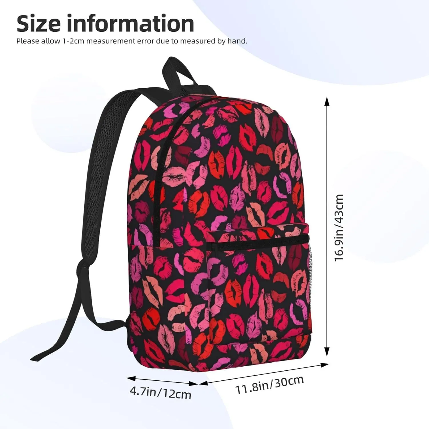 Red Nice Lip Imprint 17 Inch Backpacks Multipurpose Laptop Backpack Double Shoulder Bag for Men Women Gifts